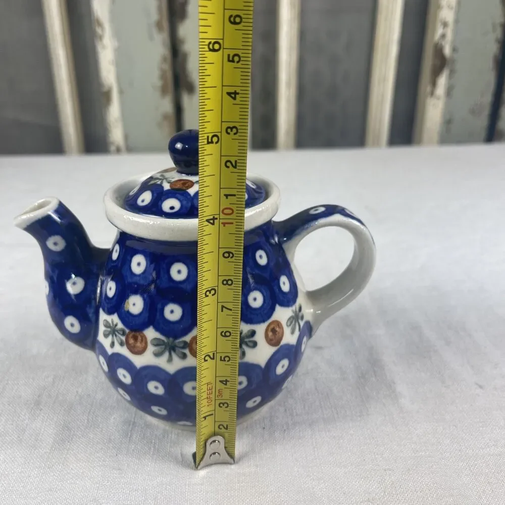 Boleslawiec Polish Pottery Nature Tea Pot with Lid Spout